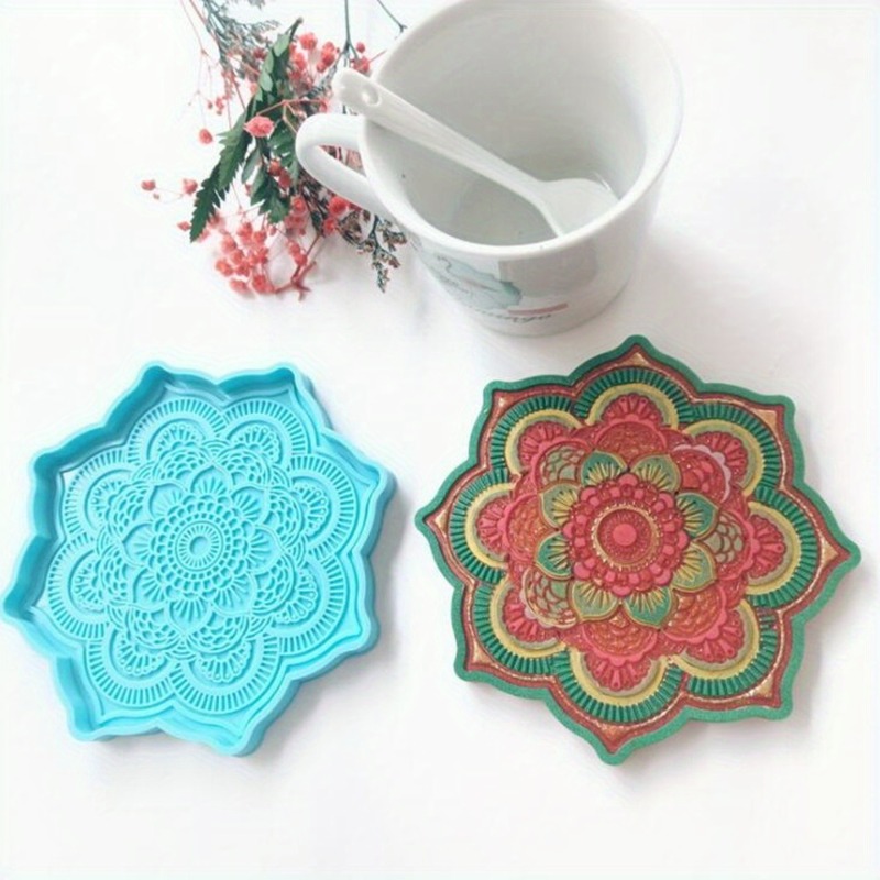 Home Improvement Supplies - Mandala Coaster Silicone Mold Round Tray