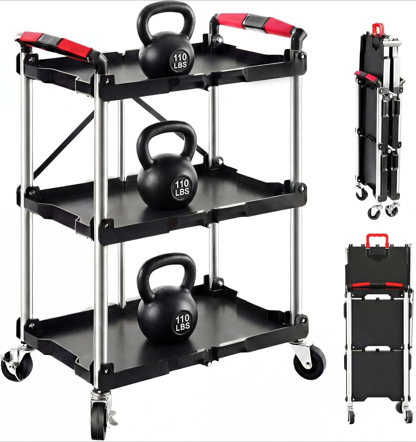 3-Shelf Foldable Rolling Utili - Home Improvement Supplies ulasan dan harga