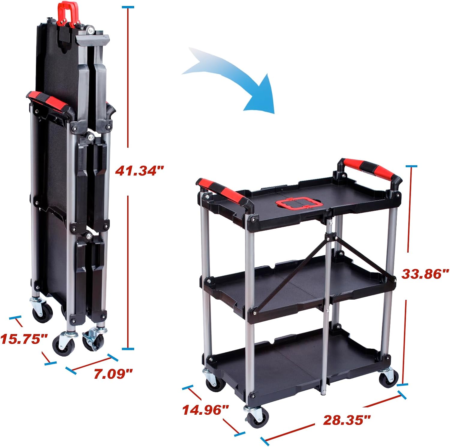 3-Shelf Foldable Rolling Utili - Home Improvement Supplies ulasan dan harga